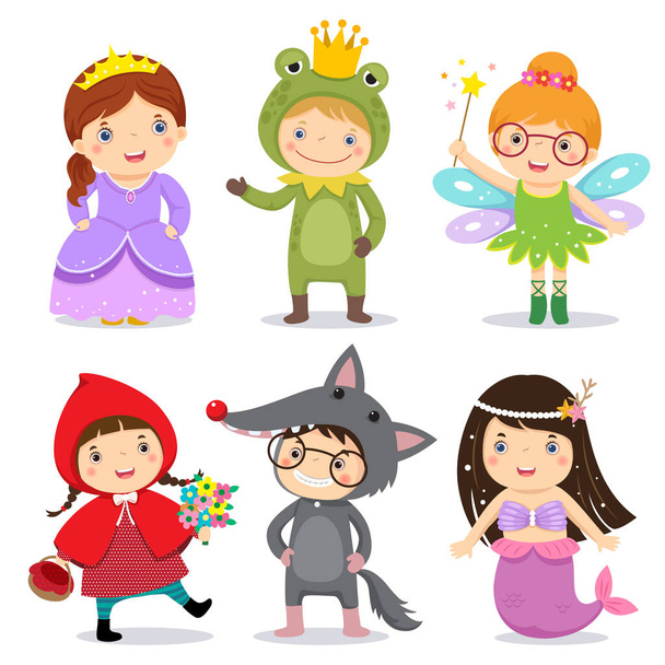 Набір дітей, які носять казкову тему
 - Вектор, зображення