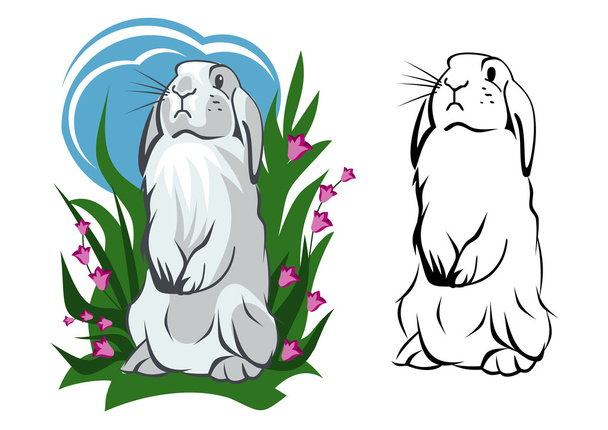 White bunny standing - Vector, Image