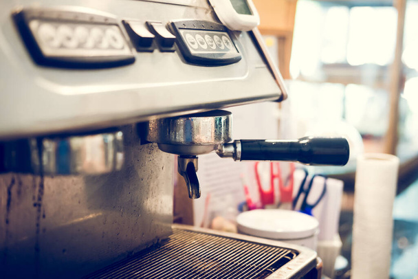 Close up of coffee maker in coffee shop - Photo, Image