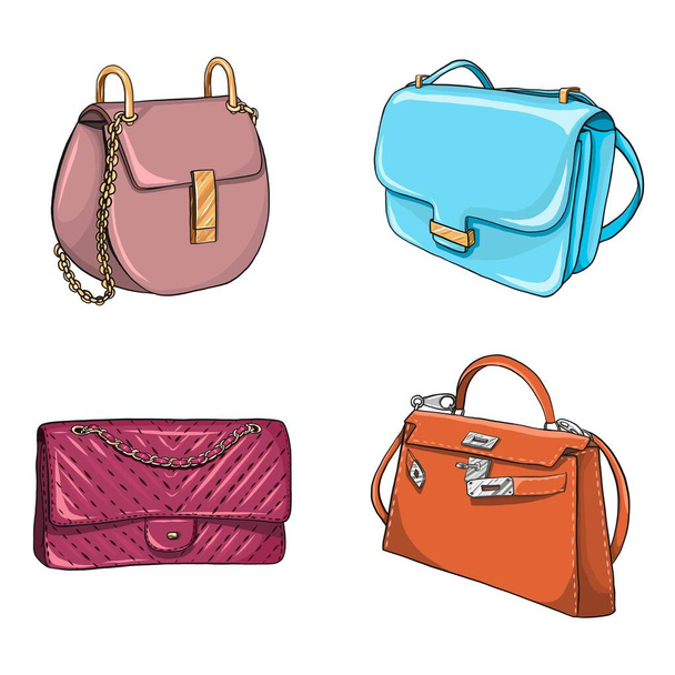 Vector hand drawn fashion bags collection. - Vector, Image