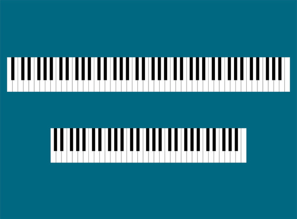 The piano keyboard is small and large. Classical musical instrument. View from above. Vector isolated illustration. - Vector, Image