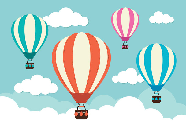 Heißluftballons und Wolken - Vektor, Bild