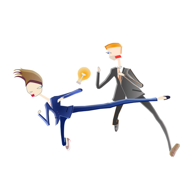 Business man and woman fighting for idea - Vector, Image