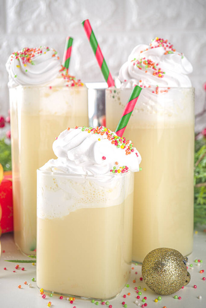 Christmas Sugar Cookie White Russian Cocktail.Xmas White Russian recipe, with whipped dream, Sugar Cookie Vanilla milkshake with crispy cookies and Sugar decor - Photo, Image