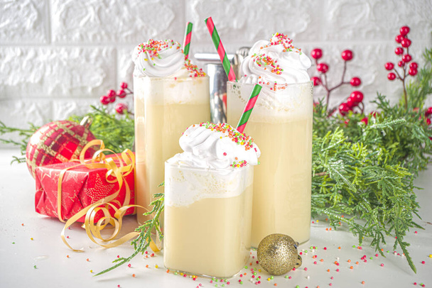 Christmas Sugar Cookie White Russian Cocktail.Xmas White Russian recipe, with whipped dream, Sugar Cookie Vanilla milkshake with crispy cookies and Sugar decor - Photo, Image