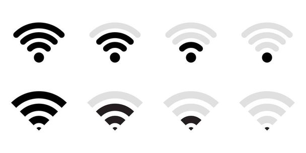 WIFI pictogrammen set vector platte stijl, collectie draadloos internet teken geïsoleerd op witte achtergrond, vector illustratie - Vector, afbeelding