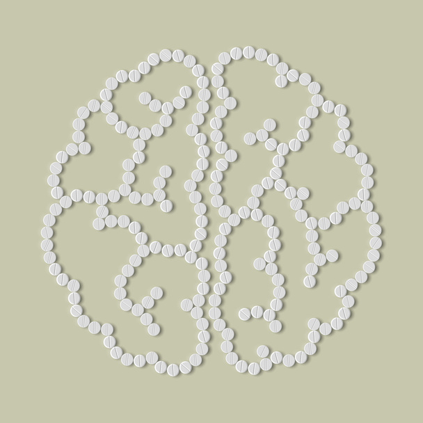 Pillen-Konzept: Gehirn - Vektor, Bild