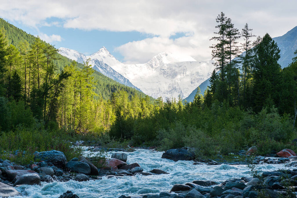 údolí řeky Akkem a vrcholem Beluchy - Altay - Fotografie, Obrázek