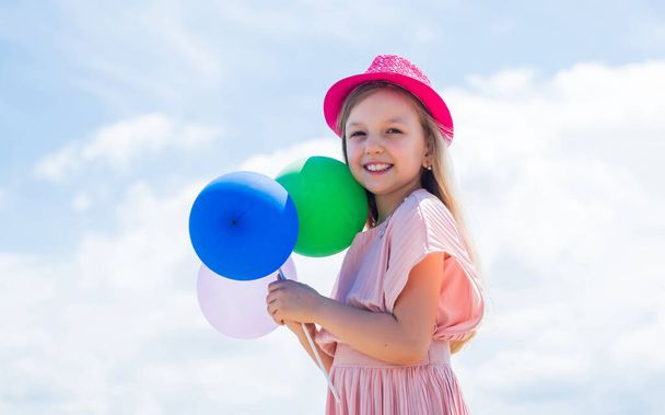 happy child with party balloons for holiday, birthday - Φωτογραφία, εικόνα