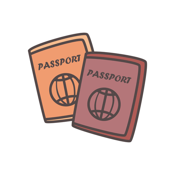 δύο εικονίδια διαβατηρίων μεμονωμένα διανυσματικά σχέδια - Διάνυσμα, εικόνα