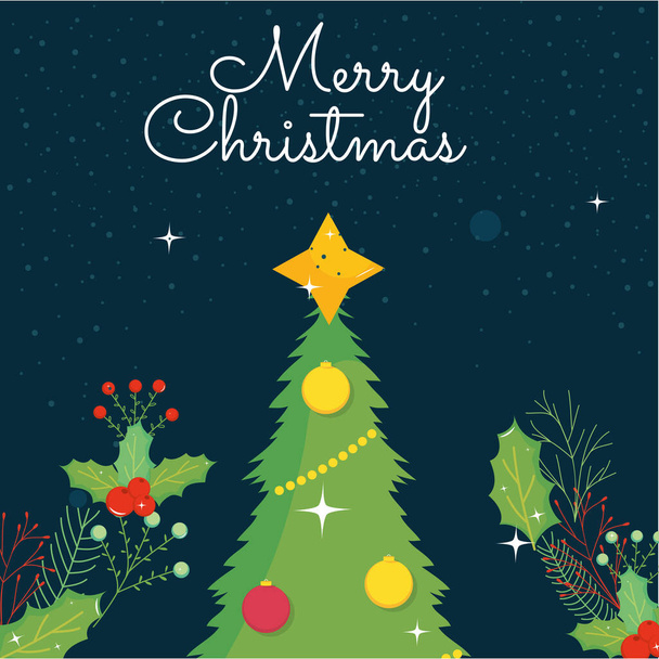 Καλά χριστουγεννιάτικο πεύκο με φύλλα διανυσματικό σχεδιασμό - Διάνυσμα, εικόνα