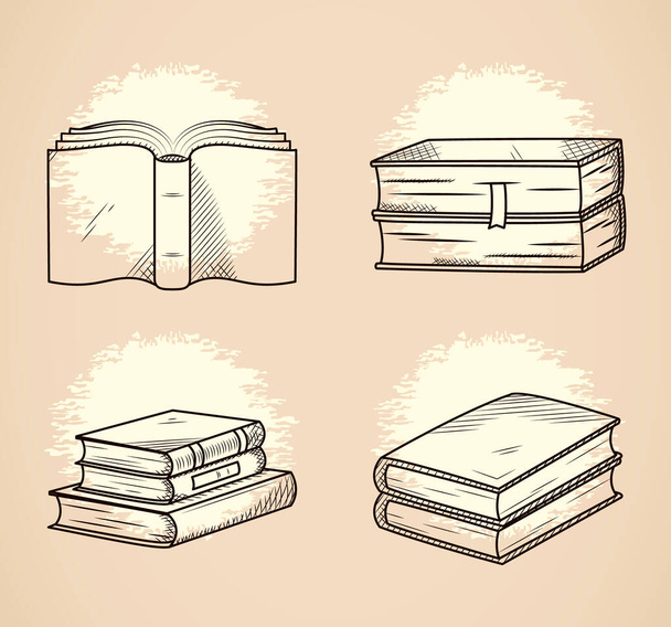 icoon set van boeken, hand tekenen stijl - Vector, afbeelding
