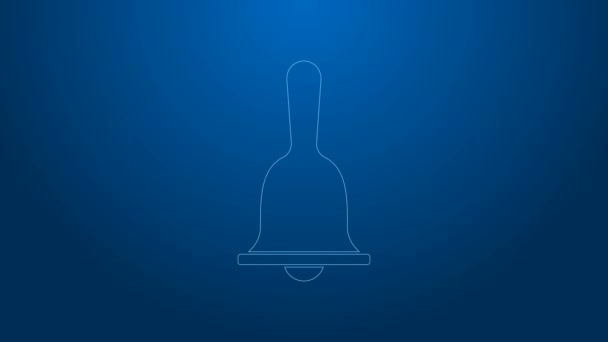 White line Hotel service bell icon isolated on blue background. Reception bell. 4K Video motion graphic animation - Footage, Video