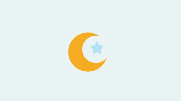 Luna con una estrella, estrella girando con la luna, cielo despejado por la noche - Metraje, vídeo