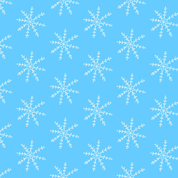 手描きの雪片からの冬のシームレスなパターンは、ドアのスタイルで。クリスマス、新年の背景と質感。雪と夜空. - 写真・画像