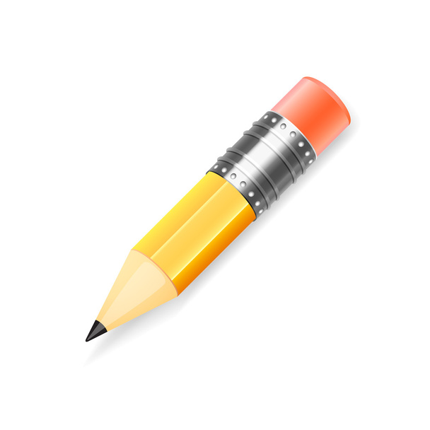 Yellow pencil, isolated on white background - Vector, afbeelding