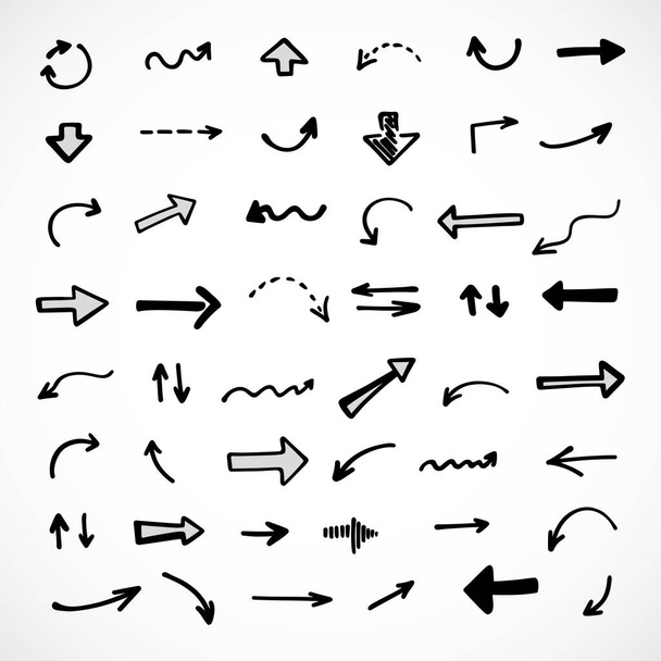 Vector set of hand-drawn arrows, elements for presentation - Vetor, Imagem