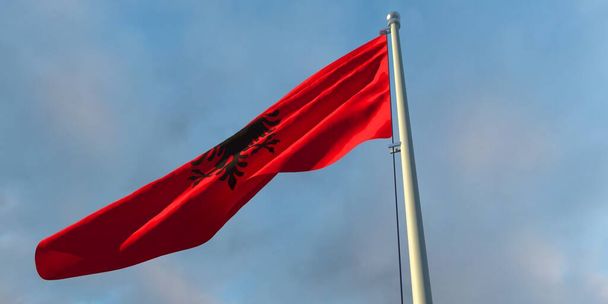 3d representación de la bandera nacional de Albania - Foto, imagen