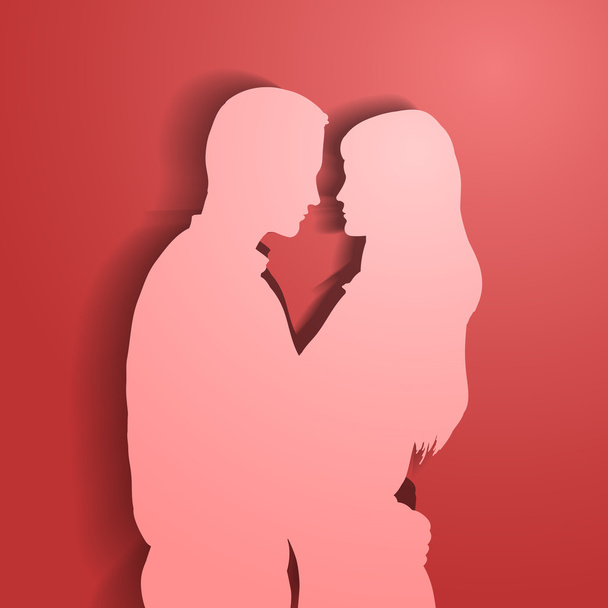 Silhouettes of loving couple. - Vector, Imagen