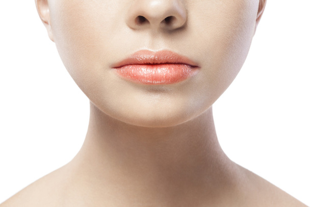 closeup portrait of young woman with beautiful lips  - Photo, Image