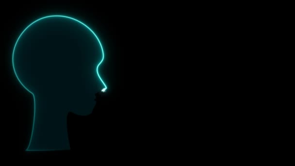 Futurisztikus digitális fej adatfeldolgozás nano technológia erős agy és energia és energia sejt mozgó körül - Felvétel, videó