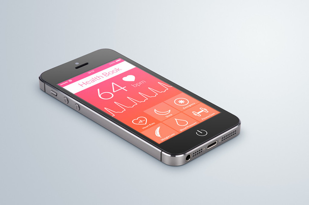 現代のスマート フォン画面上の健康本アプリ - 写真・画像