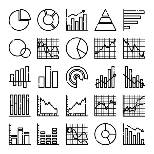 Charts themed icon set with outline style. Can be used both on mobile or on the website. - Vector, Image