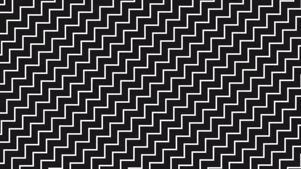Línea ondulada abstracta fondo simple. Patrón de movimiento de línea en blanco y negro. Animación de lazo de textura Zigzag - Metraje, vídeo