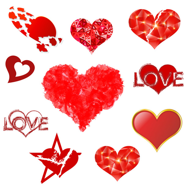 Hearts set on white background. - Vector, Image