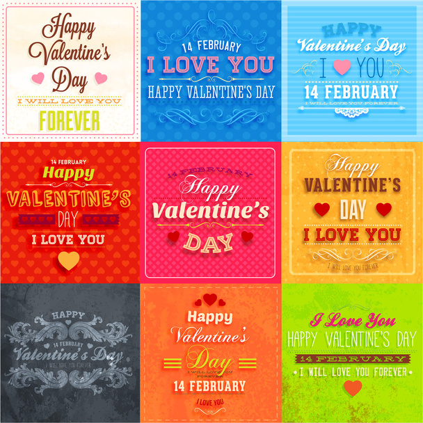 Happy Valentines Day Cards Set - Вектор,изображение