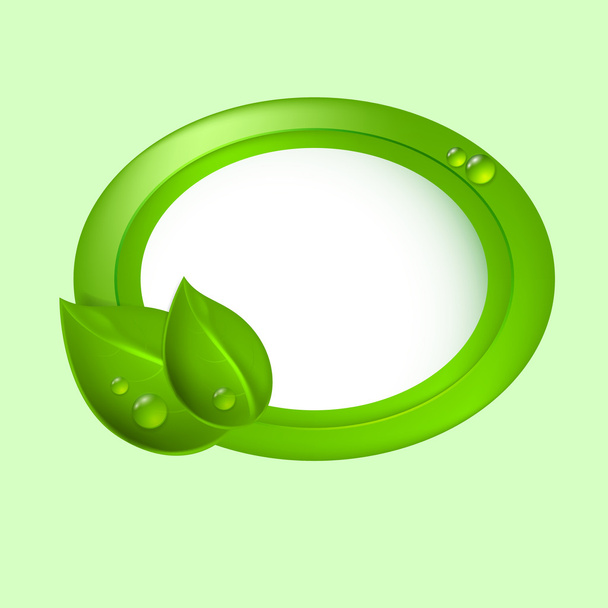 Green leaves with circle. Eco concept. - Vector, imagen