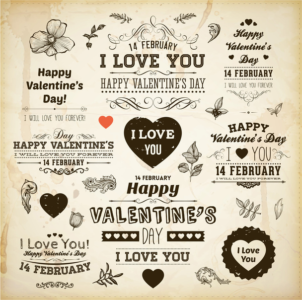 Set Of Happy Valentine's Day Labels - Вектор,изображение