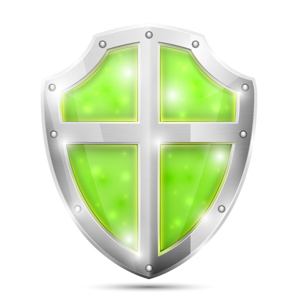 Icono brillante escudo verde mágico
. - Vector, Imagen