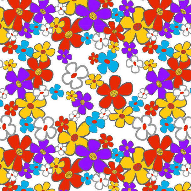 Desenhos animados florais sem costura
 - Vetor, Imagem