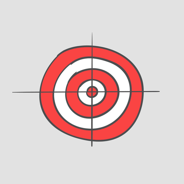 Target vector doodle, Cartoon hand drawn simple icon isolated, Red and white - Вектор, зображення