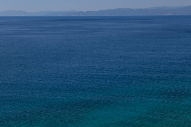 Beautiful background amazing seascape of horizon line. Greece. Aerial horizontal color photography - Photo, Image