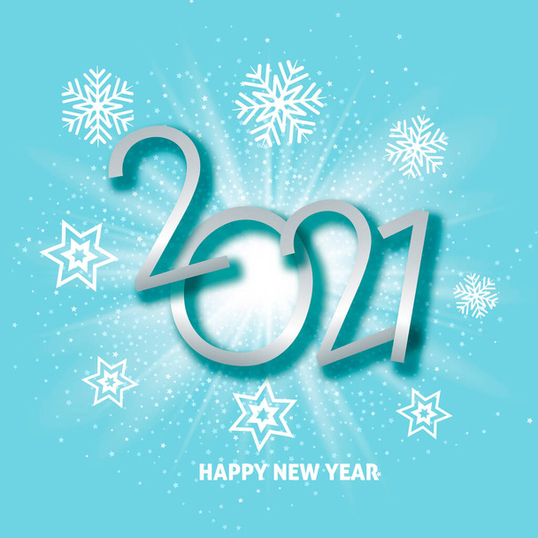 Feliz año nuevo fondo con starburst y diseño de copo de nieve - Vector, Imagen