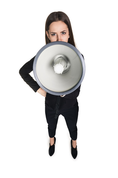 Business woman with megaphone - Photo, Image