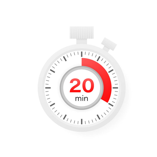O temporizador de 20 minutos. Ícone de cronômetro em estilo plano - Vetor, Imagem