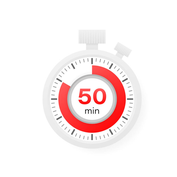 Il timer dei 50 minuti. Icona del cronometro in stile piatto - Vettoriali, immagini