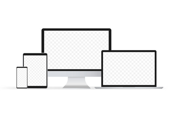 Laptop geïsoleerde vector. Gadget illustratie vector. Moderne computer, laptop, smartphone op witte achtergrond vector - Vector, afbeelding