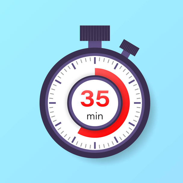La minuterie de 35 minutes. Icône chronomètre dans un style plat - Vecteur, image