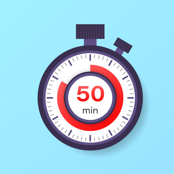 Az 50 perces időzítő. Stopwatch ikon lapos stílusban - Vektor, kép