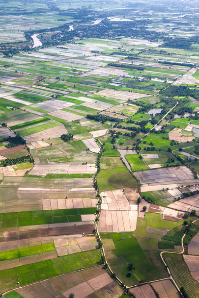 aerial view of the land and river  - 写真・画像