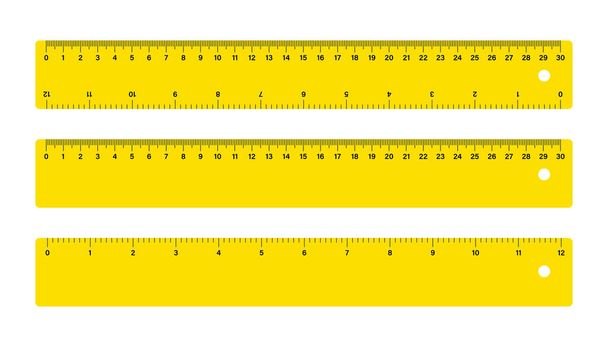 30 cm-es mérőszalag vonalzó iskolai metrikus mérés. Metrikus vonalzó. - Vektor, kép
