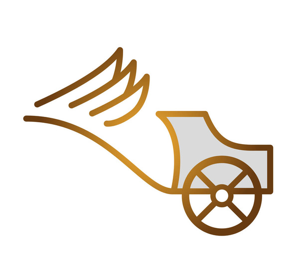 Arany szekér szárnyakkal. Logó szimbólum ikon jel - Vektor, kép