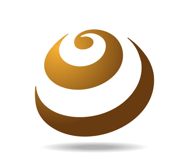 Золотая спираль на иконке сферы - Вектор,изображение