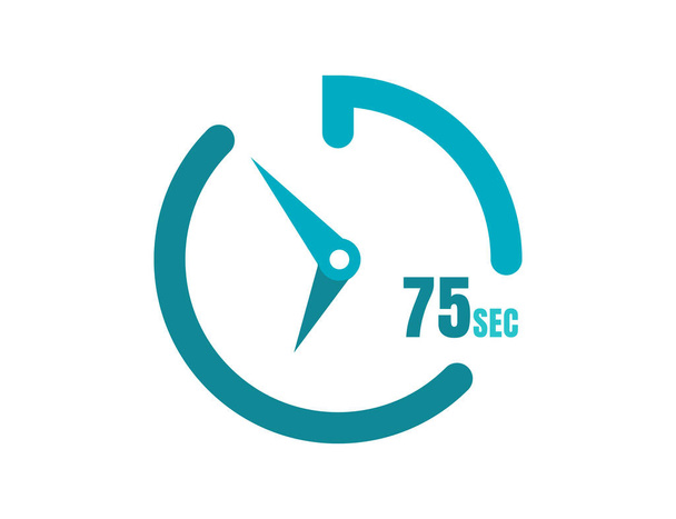 Temporizador 75 sec Diseño de icono simple, relojes de 75 segundos. iconos de cronómetro de 75 segundos - Vector, Imagen
