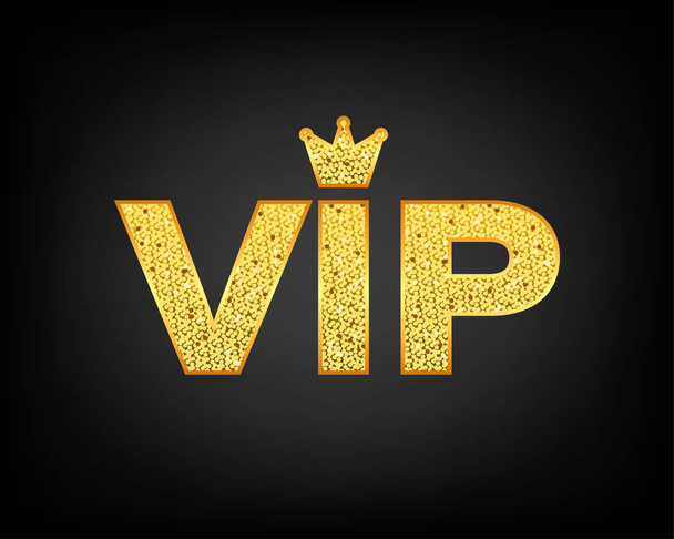 Símbolo dourado de exclusividade, o rótulo VIP com brilho. Pessoa muito importante - ícone VIP - Vetor, Imagem