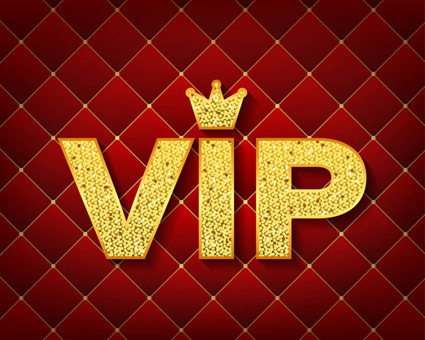 Golden symbol of exclusivity, the label VIP with glitter. Very important person - VIP icon - Vector, Image
